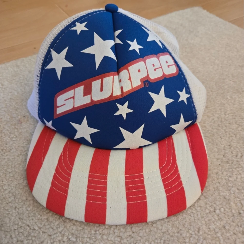 Vintage 1990s Red White Blue Patriotic 7/11 Slurpee Cap Hat